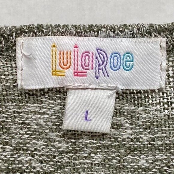 LuLaRoe Open Front Duster Women's Large Heathered Green Knit Cardigan Sweater - Picture 10 of 10